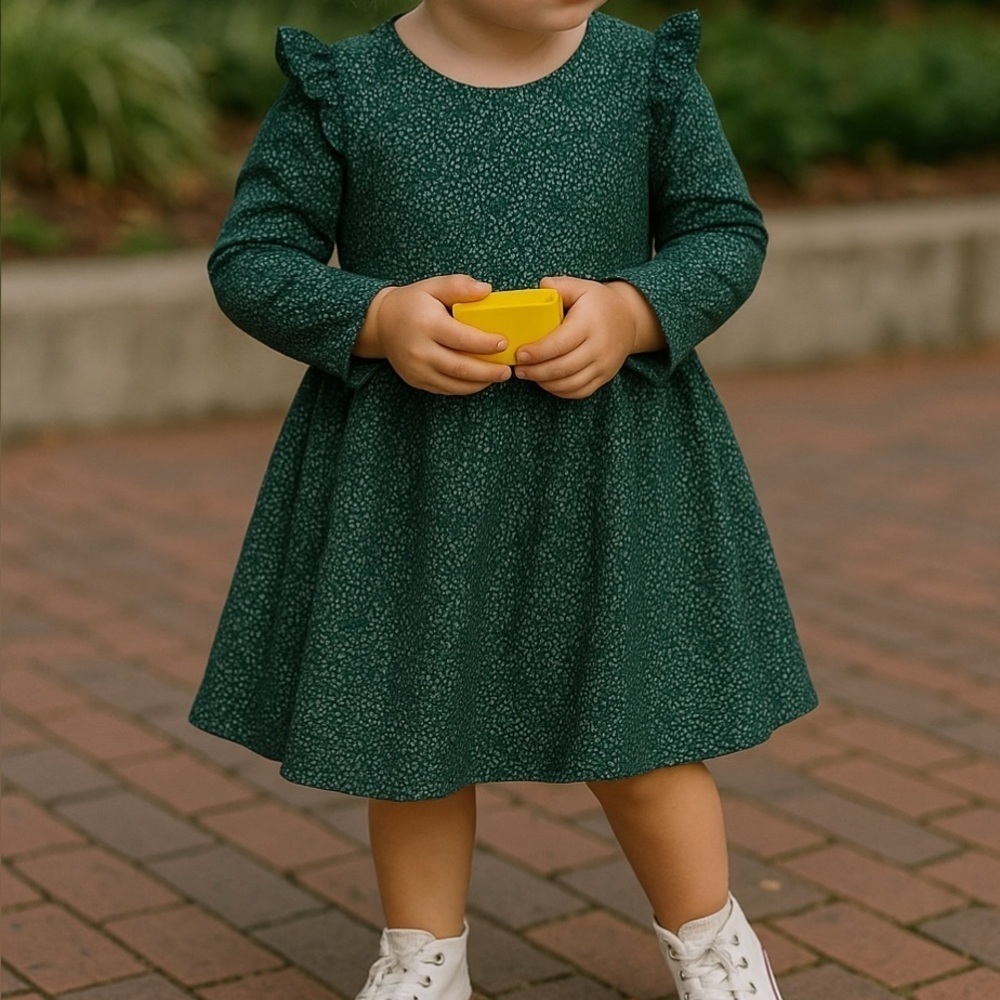 Pippa and Julie Girls Dress SIze 18 months Green with Silver